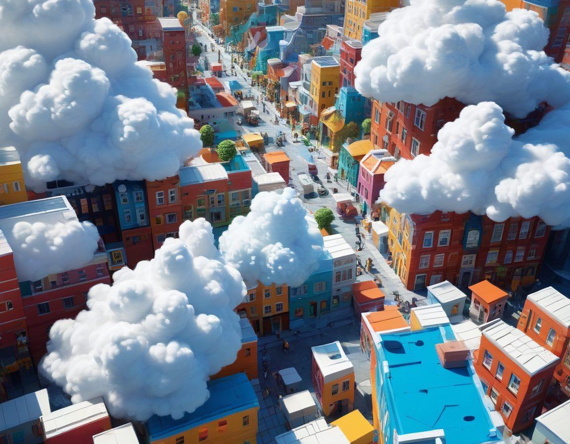 A digital landscape depicting a cheerful, vibrant city made of colorful blocks representing online spaces, with characters joyfully exploring and unlocking content together. Include a bright blue sky with fluffy clouds, and a large, friendly key symbolizing safe access amidst walls of pixelated barriers. The atmosphere conveys excitement and community. super-realistic. vibrant colors. 3D.